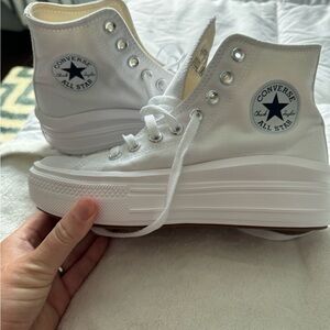 Brand New All White High lace converse platform shoes.